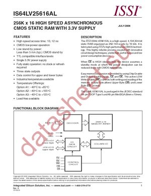 IS64LV25616AL-12BA3-TR datasheet  